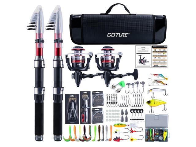 Fishing Rod and Reel Combos-2PCS Telescopic Fishing Pole+2PCS Spinning Reels with Carrier Bag,2.1M Telescopic Rod Reel Kit for Starter Travel.