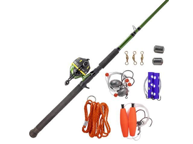606 Big Cat Spincast Reel and Fishing Rod Combo, 7-Foot 2-Piece Telescopic Rod, Medium-Heavy Power, Size 60 Reel, 11-Piece Eagle Claw Tackle Kit