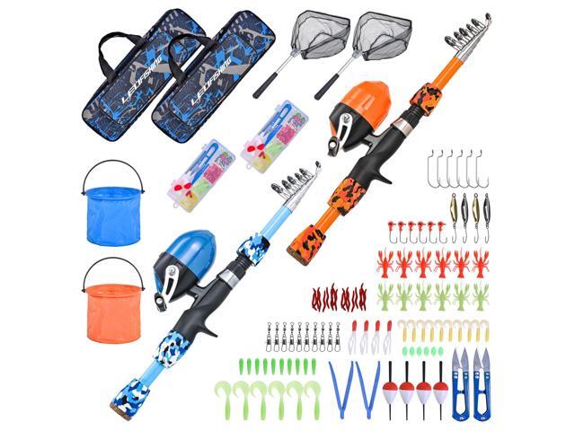 2 Set Kids Fishing Pole Set with Full Starter Kits Portable Telescopic Fishing Rod and Reel Cambos with All The Necessary Fishing Kits for Boys...