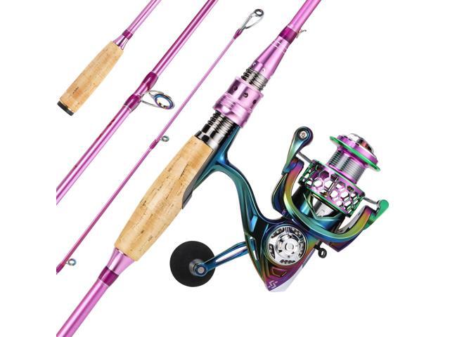 Spinning Rod Reel Combos,Colorful Two Pieces Spinning Pole with Smooth Strong Reel Available for Freshwater Bass Walleye Trout Fishing