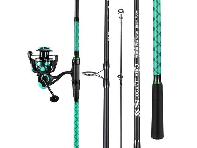 Surf Fishing Rod and Reel Combo, Heavy 3-Piece Travel Spinning Rod with Reel for Red Drum, Striped Bass, Beach & Saltwater Fishing(9'/10'/11'/12')
