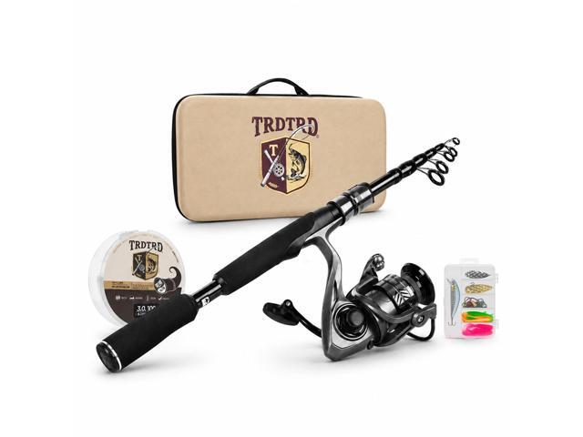 Fishing Rod and Reel Combo KitTelescopic Fishing Rod, Collapsible Fishing Rod, Portable Fishing Set w/Tackle Box, Lures & Bag, 4.2oz Carbon Fiber,.