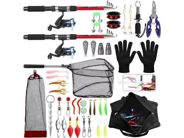 Telescopic Fishing Rod and Reel Combo, 6.89ft 2pcs Collapsible Rod with Plier Lip Gripper Lures Carrier Bag Pre-Loaded Spinning Reel Saltwater...