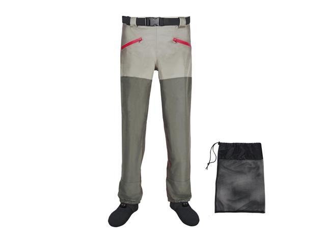 Waist Wader Pants for Men and Women, 3-Ply Breathable Waterproof Fishing Waders with Pockets and Durable Stockingfoot