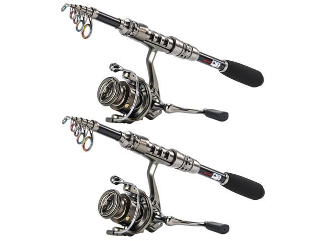 Fishing Rod and Reel Combo 5.9FT Telescopic Carbon Fiber Fishing Pole with 12+1 BB Spinning Reel, Saltwater Freshwater Kit