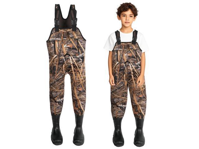 Hunting Waders for Kids, Neoprene Youth Fishing Waders with Boot, Lightweight Chest Waders for Toddler Children