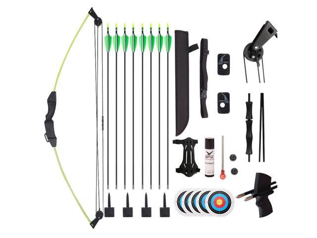 Compound Bow and Arrow Set for Youth & Teens, Beginner Archery Set with 15-18 LB Draw Weight, 8 Arrows, Target Paper & Arm Guard Outdoor Shooting...