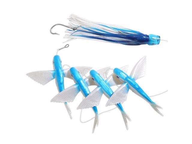 5 Pcs/Bag Blue Fly Fish Saltwater Trolling Fishing Lures Tuna Mahi Wahoo Dora Saltwater Big Game Fishing Tackle