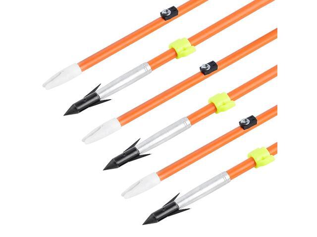 6/12pcs Archery Fiberglass Bowfishing Arrow Bow Fishing Arrows with Broadheads and Safty Slides for Compound and Bow Recurve Bow Fishing Hunting
