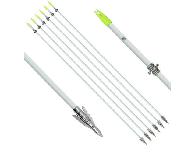 6 PCS/12PCS 36 Inch Bowfishing Arrows 8mm Fishing Arrow Fiberglass Arrow with Broadhead for Slingshot Archery Hunting Fishing