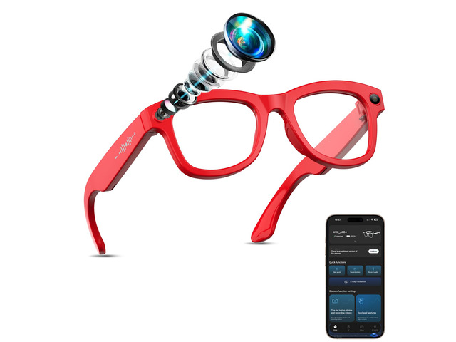 AI Smart Glasses with Camera Stabilization - 8MP POV Video Recording, Real-Time AI Translation, Smart Assistant, Dual-Mic Noise Canceling for...