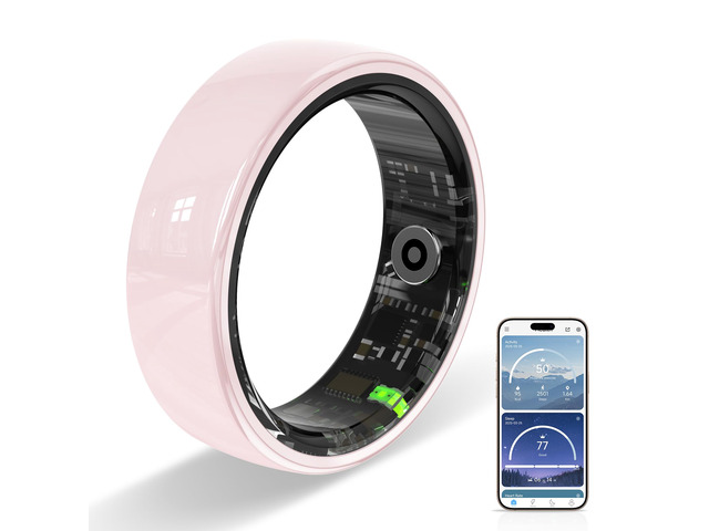 Ceramic Smart Ring for Women, Pink Fitness & Sleep Tracker, #7 24/7 Health Tracking with Heart Rate, Blood Oxygen, HRV & Sleep Monitoring. Ceramic...