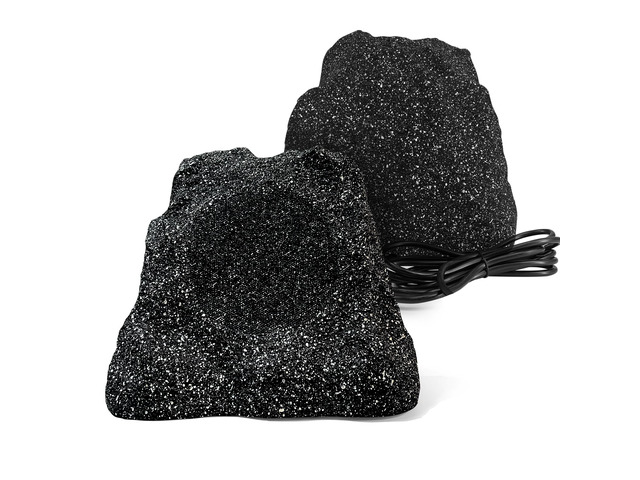 Outdoor Rock Bluetooth Speakers Wired IPX7 Waterproof 200 Watt Resin Material All Weather for Deck Pool Backyard Patio Garden BBQ (1 Pair Black)