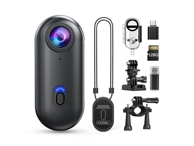 Z10 4K Action Camera, 128GB Wearable Sports Camera with Waterproof Case, Magnetic Clip, Small Body Cam for Cycling, Diving, Travel No WiFi No...