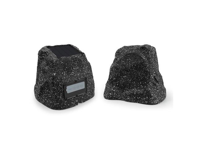 4' Rock Speakers Outdoor Waterproof - 5.3 Bluetooth Wireless Speaker Solar Powered Max Peak 160W for Garden,Patio,Deck,Pool,Backyard (Gray 1 Pair)