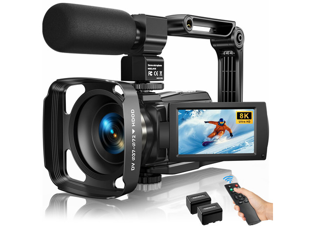 8K Video Camera Camcorder Latest 88MP Ultra HD Video Cameras WiFi Vlogging Camera for YouTube 18X Digital Video Cameras with Microphone 6-Axis...