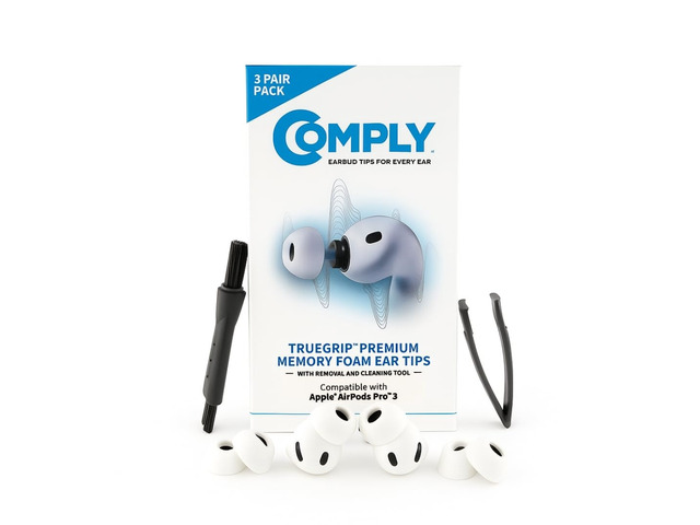TrueGrip Premium Memory Foam Replacement Ear Tips For Apple AirPods Pro Gen 3, Long Lasting Comfort, Superior Noise Isolation, White Small (3 Pairs)