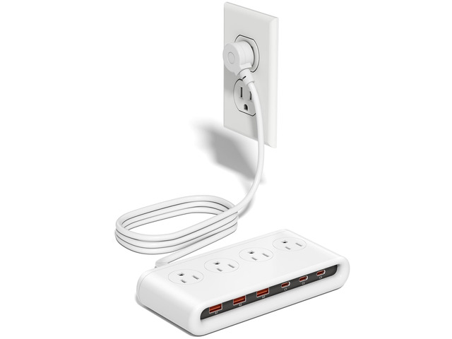 Power Strip with USB C 35W,10-in-1 Flat Plug Wall Charger - 5FT Extension Cord with 4AC, 3 USB A & 3 USB C - PD20W Charging Station for Multiple...