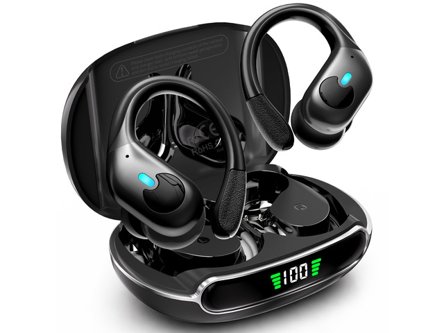 Active Noise Cancelling Ear Buds Wireless Earbuds 90H Playtime Bluetooth Headphones Stereo Bass Over-Ear Hooks Earphones with Power Display Case...