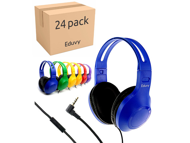 Bulk Headphones for Classroom with Microphone, Heavy-Duty School Pack Wired Headphones for Students. Teacher Must Haves Supplies from Elementary to...