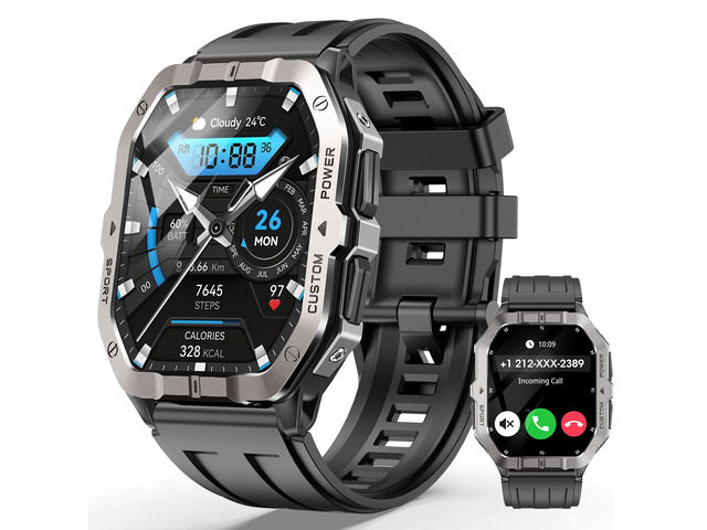 Military Smart Watch Built-in GPS,Bluetooth Calling, for iPhone & Android 100 Sport Modes for Men Fitness watch, Smartwatch with Heart Rate & Sleep...