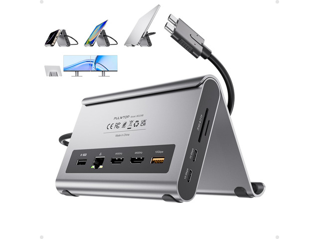 MacBook Pro Docking Station Dual Monitor 4K@60Hz for MacBook Pro/Air M3 Pro/M4/M5, USB C Docking Station Stand Laptop Dock with 2 HDMI, PD,...