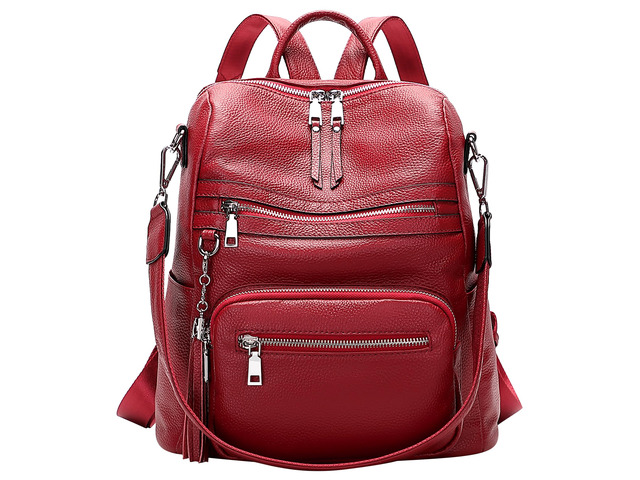 Genuine Leather Backpack for Women Soft Large Shoulder Bag Fits 11' ipad, Multi-pockets, Large Capacity Casual Shoulder Daypack for Daily Use,...
