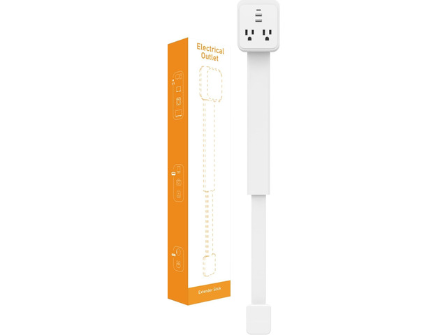 Outlet Extender Stick 17.2''25.8'' Adjustable with USB C & 2 USB Ports, Electrical Outlet Extender with 2 AC Outlets, Flexible Rotat Plug for...