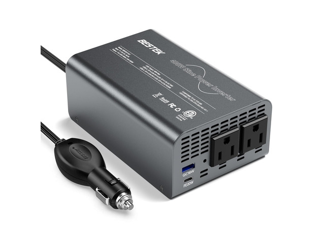 Pure Sine Wave Power Inverter, 400W DC 12V to 110V AC Car Converter Fast Vehicle Charger Adapter with PD30W USB-C / QC18W USB-A, Dual AC Outlet,...