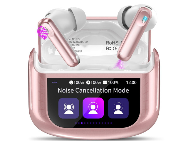 Active Noise Cancelling Ear Buds 48H Wireless Earbuds with Touch Screen HiFi Stereo Bluetooth Headphones with ENC Noise Cancelling/Transparency...