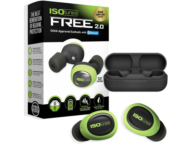 Free 2.0 Bluetooth Hearing Protection, OSHA Compliant Work Earbuds 25 dB NRR, wireless earplug headphones, OSHA approved, true wireless Bluetooth,...