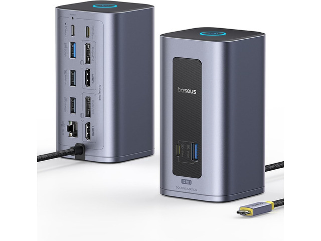 Nomos Air 12-in-1 DisplayLink Docking Station, 2 Monitors for macOS Docking Station with 2K HDMI/DP, 10Gbps USB-C/A, 100W PD, Gigabit Ethernet....