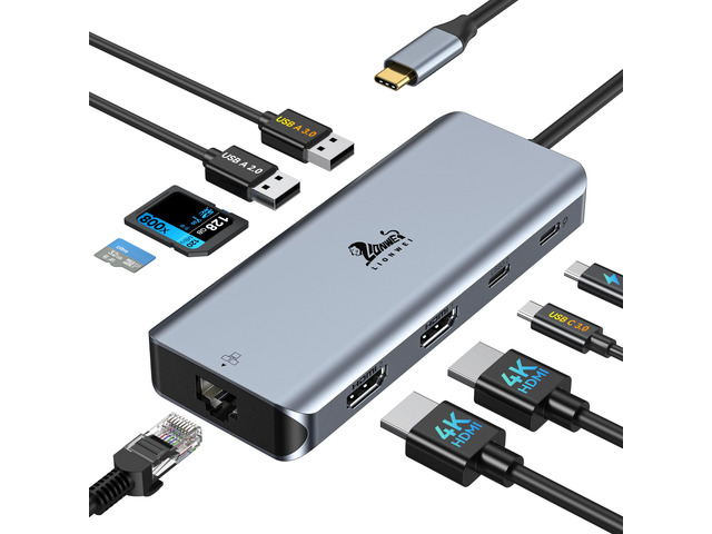 9-in-1 Docking Station Dual Monitor 4K USB C Hub for Laptop Mac Dual HDMI, 4K, 100W PD, 5Gbps, Ethernet, SD/TF, USB C Dock for...