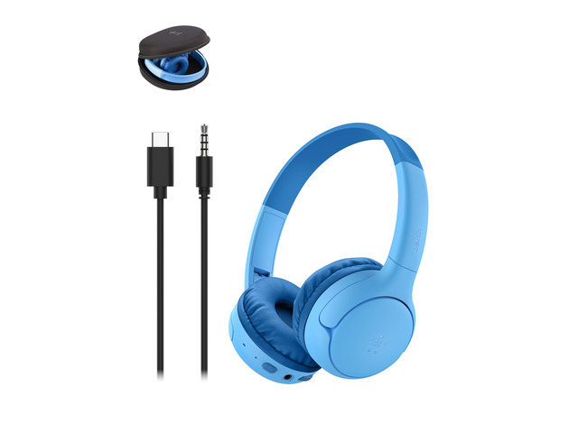 SoundForm Mini 2 Bluetooth Kids Headphones, On Ear, 55H Battery Life Toddler headphones with Case, 85dB Volume Limit, Built-in Mic, Wired...