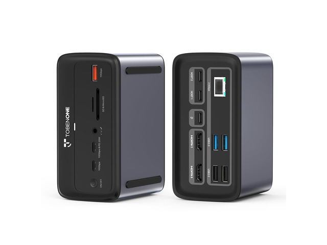 MacBook Docking Station Dual 4K@60Hz, 16-in-2 USB C Docking Station with 2 HDMI Ports, 7 USB Ports, 100W GaN Power Supply & 20W Charging, 2.5Gbps...