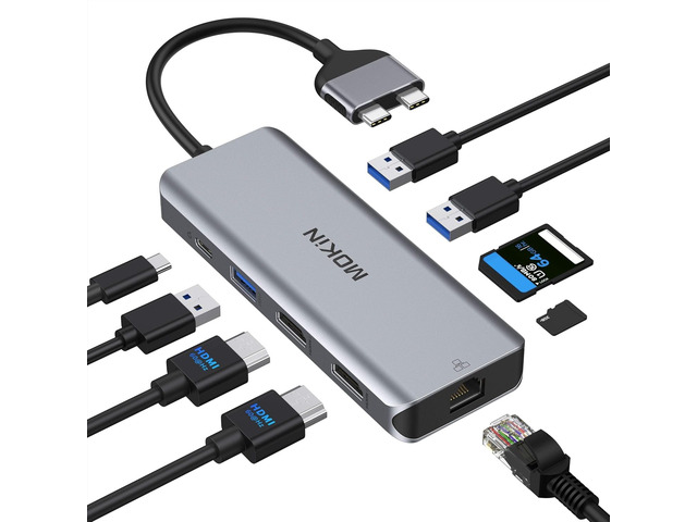 MacBook Pro Docking Station Dual Monitor MacBook Pro/Air HDMI Adapter 9 in 1 USB C Adapters for MacBook Pro Air Mac HDMI Dock Dongle Dual USBC to...