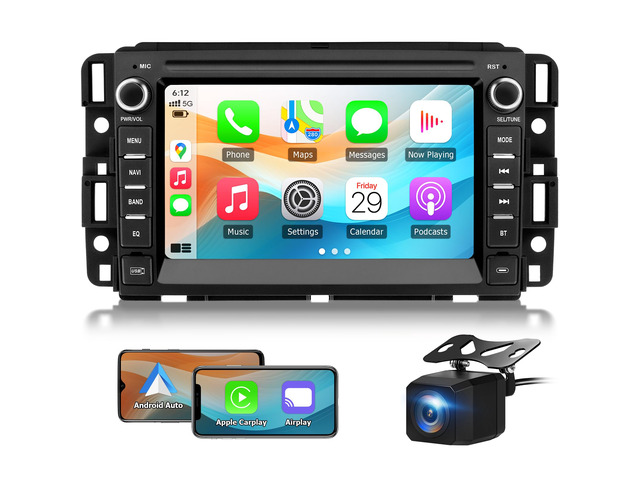 Car Radio for Chevy Silverado GMC Sierra Yukon 2007-2013,Android 13 Touch Screen CarPlay Android Auto Bluetooth GPS Navigation 2+32G Head Unit with...