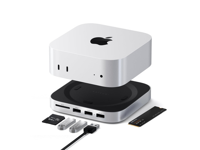 Mac mini M6, M5 Pro, M4 Hub & Stand with NVMe SSD Enclosure, Silver 2 USB-A ports up to 10 Gbps, USB-A data port, SD card reader, optimized...