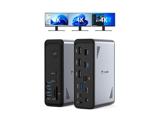 18 in 1 Laptop Docking Station 3 Monitors, Triple 4K Display with 3 HDMI, 9 USB Ports, Gigabit Ethernet, PD3.0, for Windows/Dell/Lenovo/HP/Thinkpad...