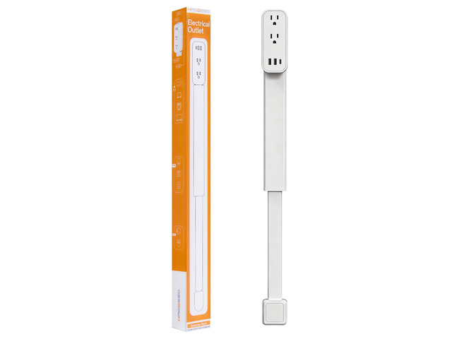 Outlet Extender Stick - Features USB-A, USB-C and 2 AC Outlets, Extends 17.5'-29.1', Rotates 360° Access Hard-to-Reach Outlets, Wall Plug Power...