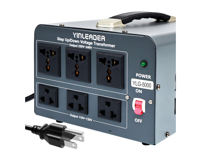 5000 Step Up/Down Transformer Converter 110/120Volt-220/240Volt US Power Cord,Circuit Breaker Protection (Grey)