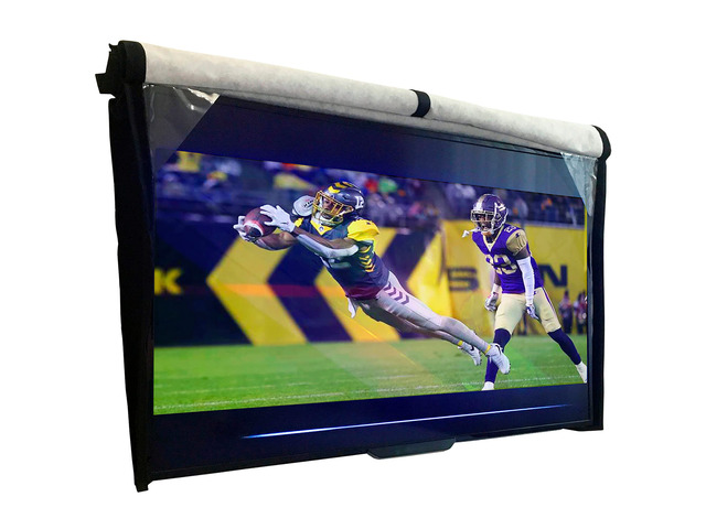 Outdoor TV Cover 70-75 inch - WITH FRONT FLAP - Weatherproof, Waterproof protection, Soft Interior, With Bottom cover - Black