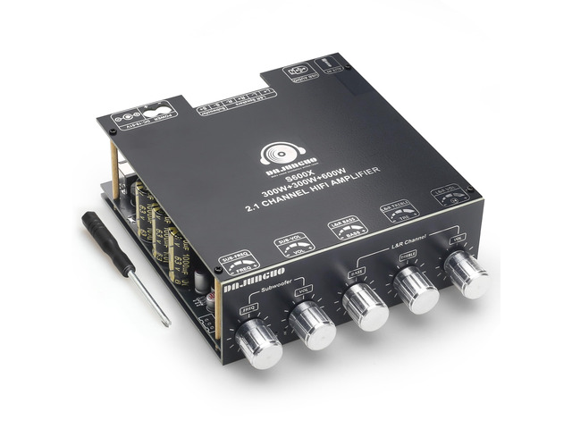 S600X 2.1 Channel Amplifier Board 300W+300W+600W Power Output,TPA3255 Chip,Bluetooth 5.2,Black