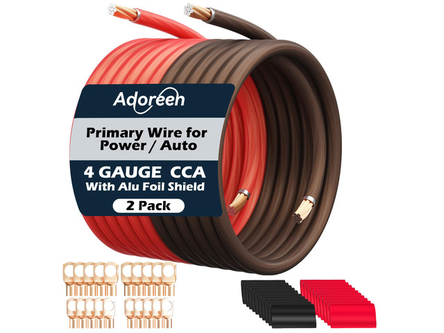 4 Gauge AWG Power/Ground Wire Cable 50 Ft Black+50 Ft Red, High Power Shielded CCA Soft Automotive Welding Battery Wiring Kit,for Car Audio Amp...