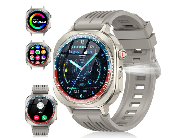 Smart Watch (Answer/Make Call), 1.43' AMOLED-3D Military Smartwatch for Men Women, Flashlight/130+ Sports/60 Days, Heart Rate/Sleep Monitor, IP68...