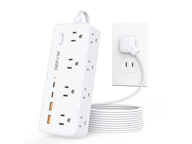 2 Prong Power Strip, 8 Outlets & 4 USB(2 USB-C), 5Ft Extension Cord 2 to 3 Prong Outlet Adapter,1700J Two Prong Surge Protector, Wall Mountable,...