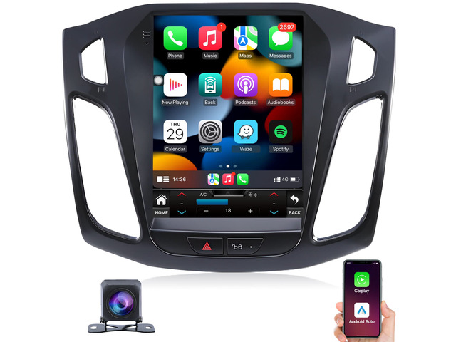Ford Focus Car Stereo Radio 2012-2018 with Carplay/Android Auto, 10.4 Inch IPS Touch Screen Replacement with GPS Navigation Bluetooth 5GWiFi Mirror...
