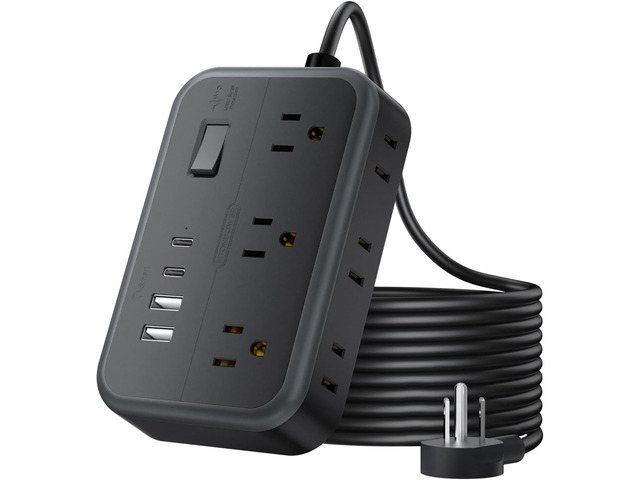 Extension Cord 25 Ft Long Extension Cord with 6 Widely Spaced Outlet, Power Strip with 4 USB Port(2 USB-C), Wall Mount for Home Office, Dorm Room...