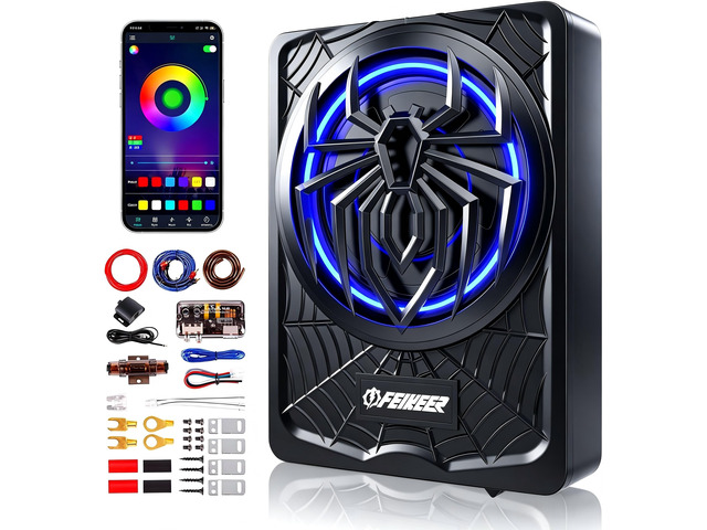 NEW 1200W Slim Underseat Subwoofer and Amp Package,APP Controls Light Under Seat Subwoofers with Amp Package for Car/Truck/SUV Audio...