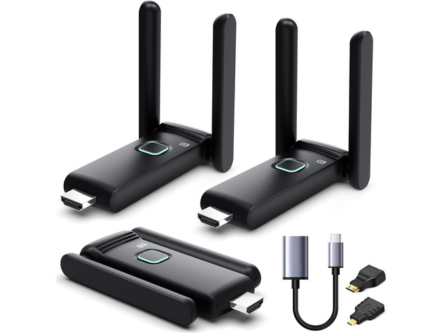 Wireless HDMI 2 Receivers and Transmitter,Up to 6 RXs,No Hot,Plug and Play,2.4/5.8GHz Wirelessly Casting to Multiple Screens,50M/165FT,Wireless...